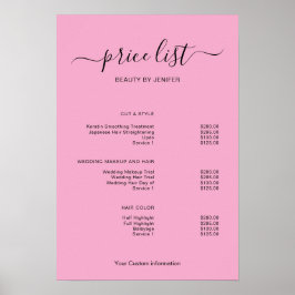 Modern Minimalist Salon Price List Sign for Beauty ポスター