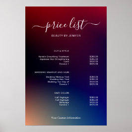 Modern Minimalist Salon Price List Sign for Beauty ポスター
