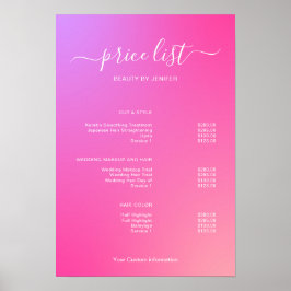 Modern Minimalist Salon Price List Sign for Beauty ポスター