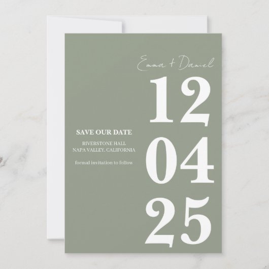 Modern Minimalist Save the Date  招待状 (正面)