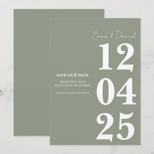 Modern Minimalist Save the Date  招待状 (正面/裏面)