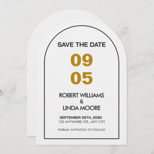 Modern Minimalist Save the Date Card 招待状 (正面/裏面)