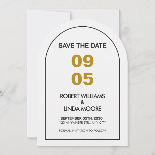 Modern Minimalist Save the Date Card 招待状 (正面)