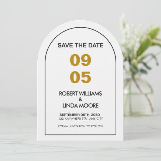 Modern Minimalist Save the Date Card 招待状 (スタンド正面)