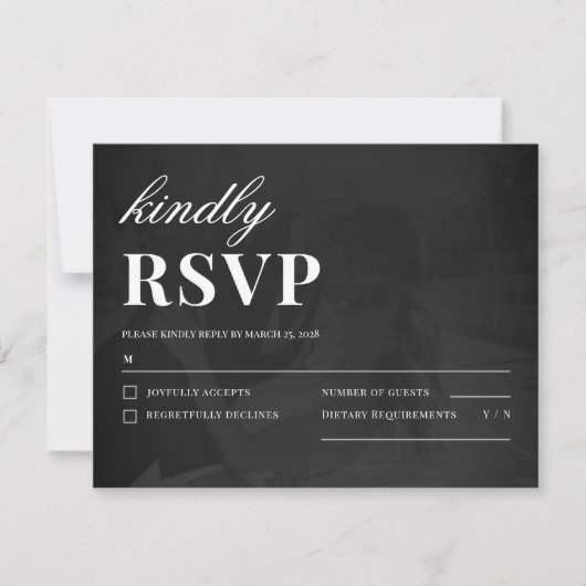 Modern Minimalist Save the Date Wedding Details 出欠カード (正面)
