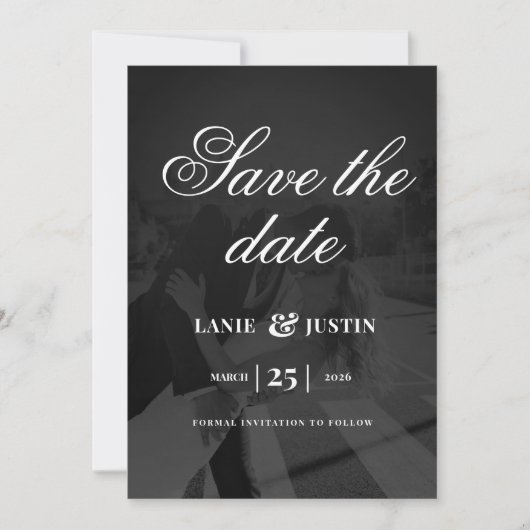 Modern Minimalist Save the Date Wedding Photo 招待状 (正面)