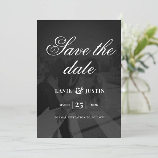 Modern Minimalist Save the Date Wedding Photo 招待状 (スタンド正面)
