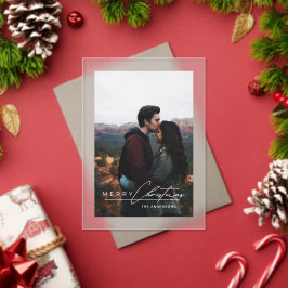 Modern Minimalist Script 1 Photo Christmas Card アクリル招待状