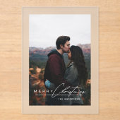 Modern Minimalist Script 1 Photo Christmas Card アクリル招待状 (正面)