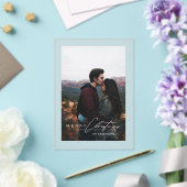 Modern Minimalist Script 1 Photo Christmas Card アクリル招待状 (インサイチュ (ウェディング))