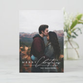 Modern Minimalist Script 1 Photo Merry Christmas シーズンカード (スタンド正面)