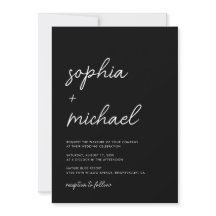Modern Minimalist Script Black Wedding