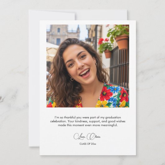 Modern Minimalist Script Graduation Thank You Card カード (裏面)