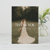 Modern Minimalist Script Names 2-Photo Wedding サンキューカード (スタンド正面)