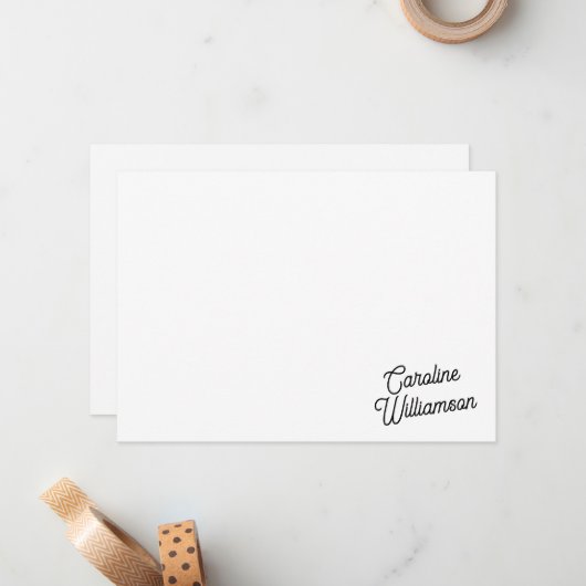 Modern Minimalist Script Personalized Stationery  ノートカード (正面/裏面インサイチュ)