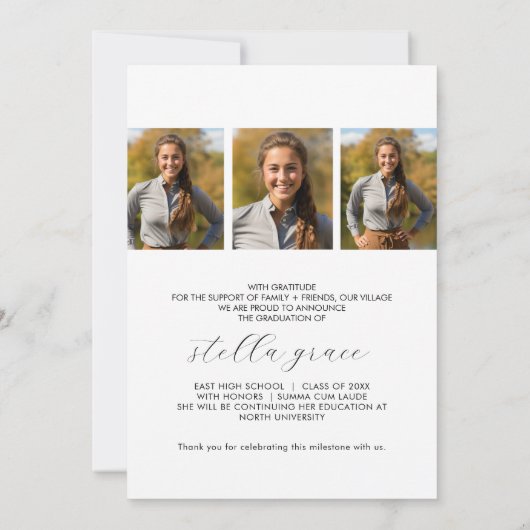 Modern Minimalist Script Photo Graduation 案内状 (裏面)