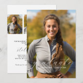 Modern Minimalist Script Photo Graduation 案内状 (正面/裏面)