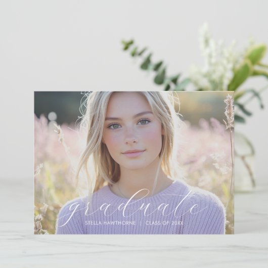 Modern Minimalist Script Photo Graduation 案内状 (スタンド正面)