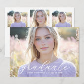 Modern Minimalist Script Photo Graduation 案内状 (正面/裏面)