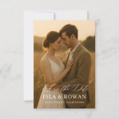 Modern Minimalist Script Photo Wedding セーブザデート (正面)