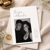 Modern Minimalist Script Photo Wedding セーブザデート