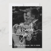 Modern Minimalist Script Photo Wedding Custom  サンキューカード (正面)