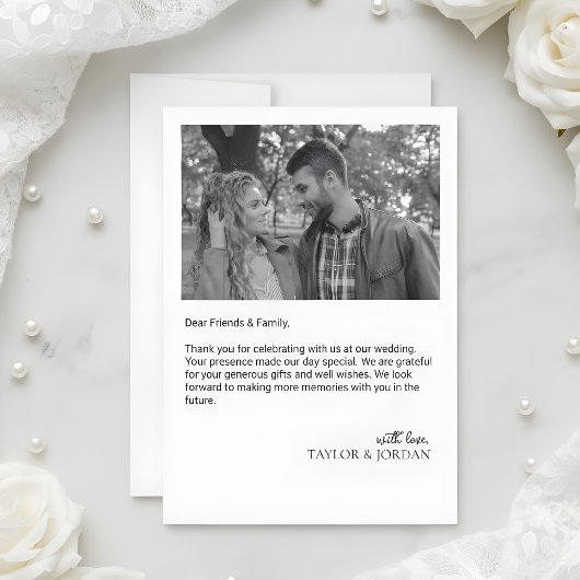 Modern Minimalist Script Photo Wedding Custom  サンキューカード