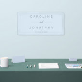 Modern Minimalist Script Soft Blue Custom Wedding 横断幕 (トレードショー)