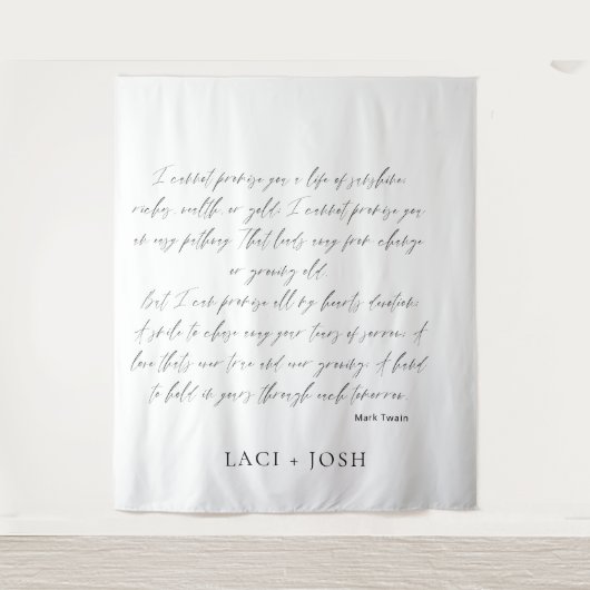 Modern Minimalist Script Wedding Ceremony Backdrop タペストリー (正面)