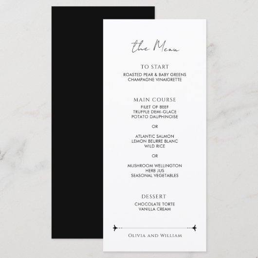 Modern Minimalist Script Wedding Menu メニュー (正面/裏面)