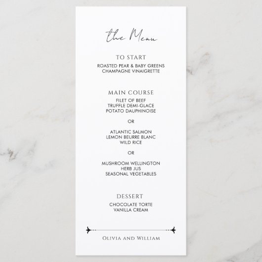 Modern Minimalist Script Wedding Menu メニュー (正面)