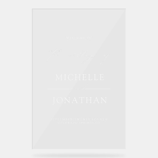 Modern Minimalist Script Wedding Welcome アクリルサイン (正面)