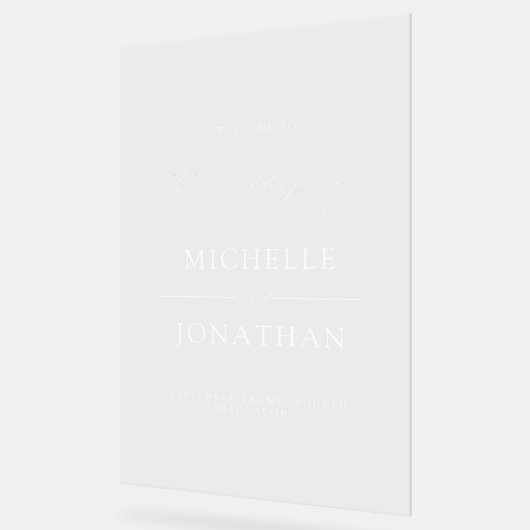 Modern Minimalist Script Wedding Welcome アクリルサイン (傾斜)