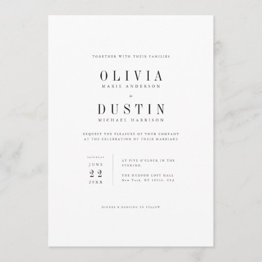 Modern Minimalist Serif Wedding Invitation 招待状 (正面)