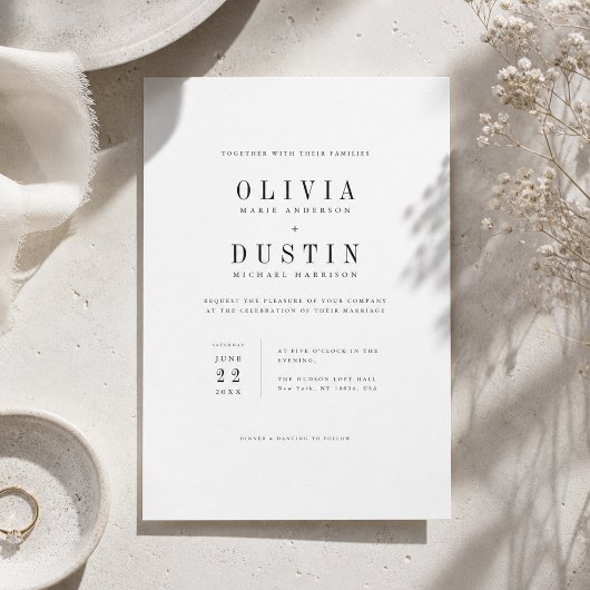 Modern Minimalist Serif Wedding Invitation 招待状
