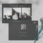 Modern Minimalist Simple 3 Photos Wedding サンキューカード