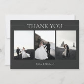 Modern Minimalist Simple 3 Photos Wedding サンキューカード (正面)