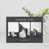 Modern Minimalist Simple 3 Photos Wedding サンキューカード (スタンド正面)