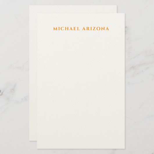 Modern Minimalist Simple Plain Own Name 便箋 (正面/裏面)