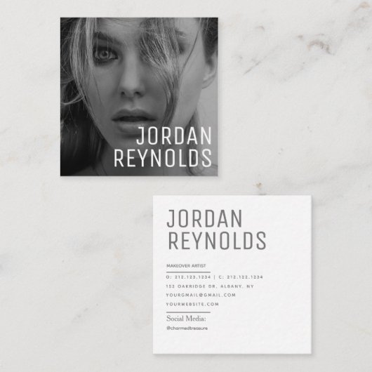 Modern Minimalist Simple Professional Photo Square スクエア名刺 (正面/裏面)