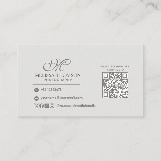 Modern Minimalist Simple Professional Photography  名刺 (裏面)