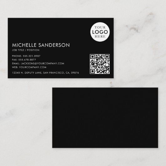 Modern Minimalist Simple Professional QR Code Logo 名刺 (正面/裏面)