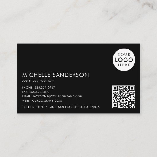 Modern Minimalist Simple Professional QR Code Logo 名刺 (正面)