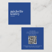 Modern minimalist simple QR personal royal blue スクエア名刺 (正面/裏面)