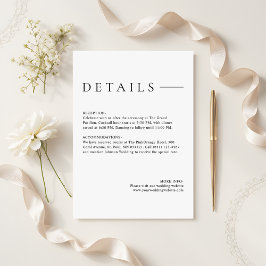 Modern Minimalist Simple Wedding Details エンクロージャーカード