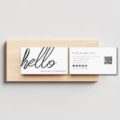 Modern Minimalist Simple White Hello QR Code  名刺