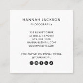 Modern Minimalist Social Media Photographer  スクエア名刺 (裏面)