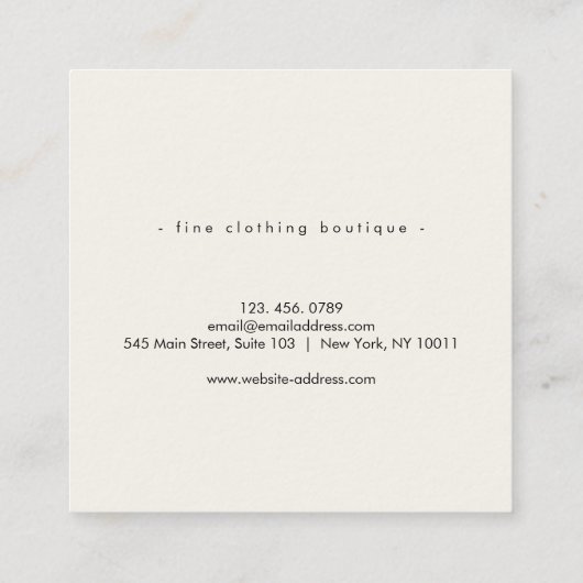 Modern Minimalist Square Kraft Business Card スクエア名刺 (裏面)