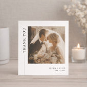 Modern Minimalist Square Romantic Wedding Photo サンキューカード