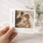 Modern Minimalist Square Romantic Wedding Photo サンキューカード